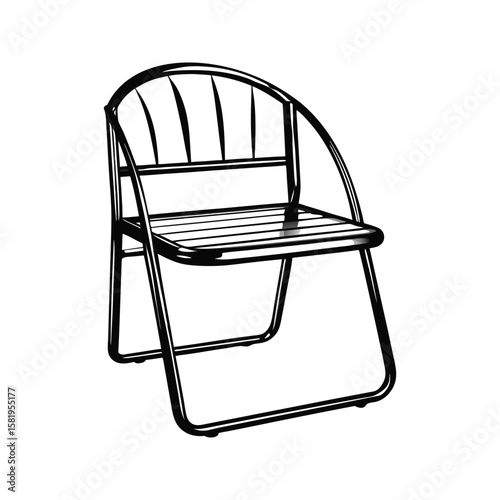 Black metal folding chair with slatted seat and back metal chair black chair