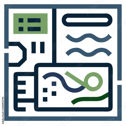 Abstract Illustration of Circuit Board Layout with Colorful Patterns for Technology Blogs, Digital Design Websites, Innovation Content, and Educational Resources  