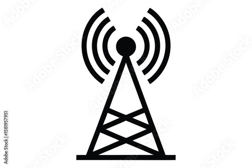 A black antenna tower isolated on white background Ai Generated