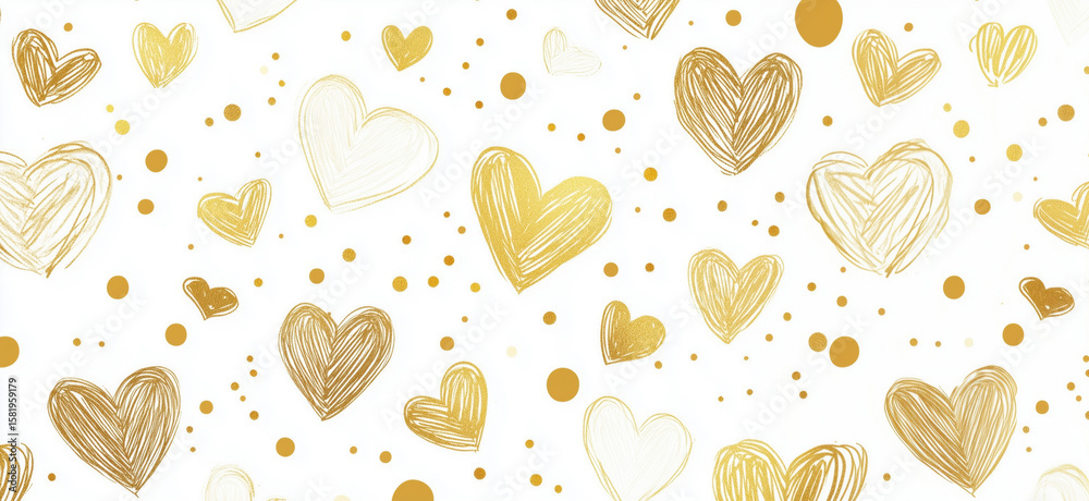 custom made wallpaper toronto digitalGold and White Heart Pattern with Dots for Backgrounds and Textiles.