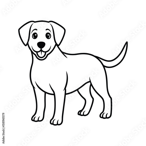 Happy Labrador Retriever dog line art puppy animal