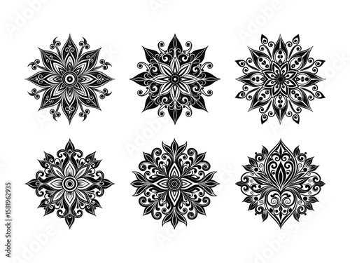 Intricate floral mandalas with swirling patterns geometric ornamental