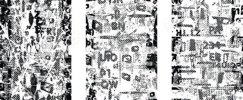 Glitch distorted geometric shape . Noise destroyed logo . Trendy cyber punk poster . Glitched frame .Grunge textured . Distressed effect .Vector shapes with a halftone dots screen print texture. 