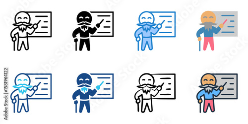 Grandparenting icon set multiple style collection 
