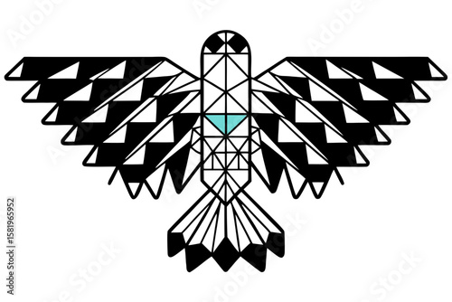Geometric eagle with spread wings isolated on white