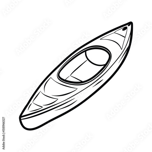 Sleek kayak outline for water sports watercraft boat