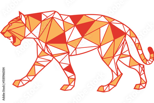 Geometric tiger illustration in orange and white