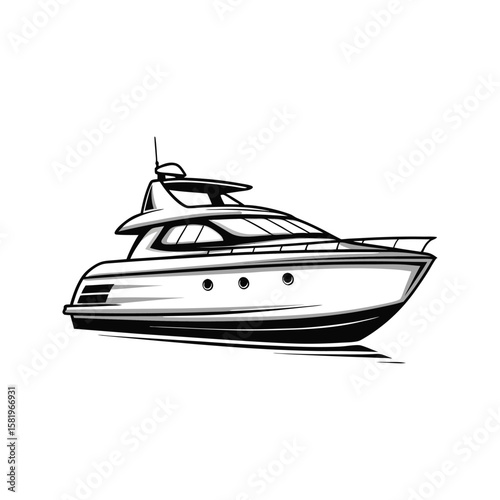 Sleek white luxury yacht with dark accents boat watercraft