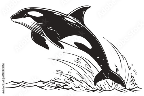 Orca whale jumping out of the water