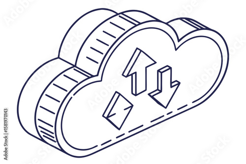 A cloud icon with arrows indicating data upload and download