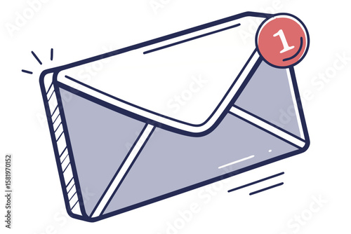 An envelope with a notification bubble indicating one new message
