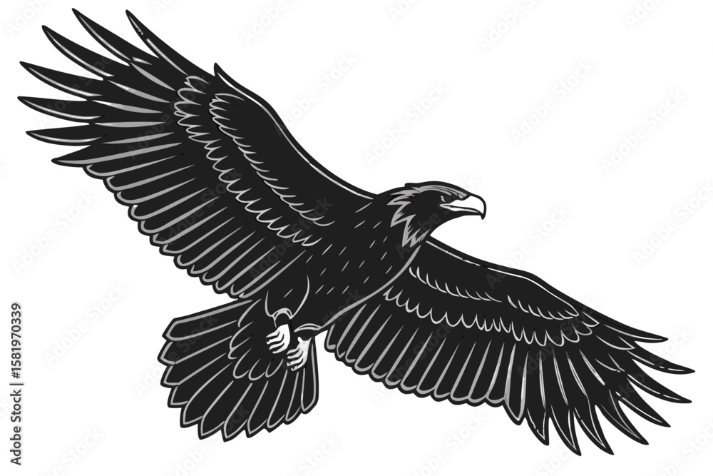 Naklejka premium A majestic eagle in flight with its wings spread wide