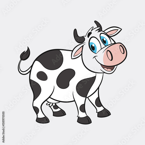 Vector Cow Character with clipart white background 