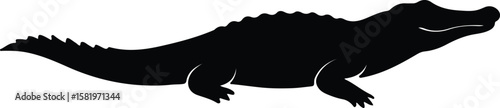Silhouette alligator reptile wild animal swimming icon Vector Illustrator