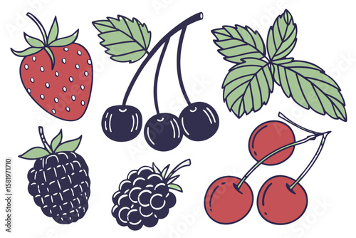A vibrant assortment of fresh berries and cherries