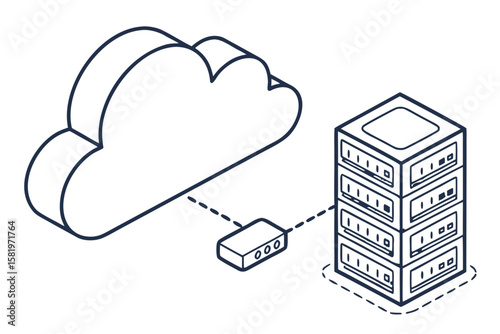 Cloud computing connected to a server rack
