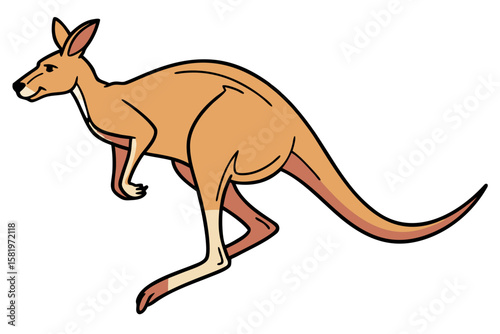 A kangaroo hops across the savanna