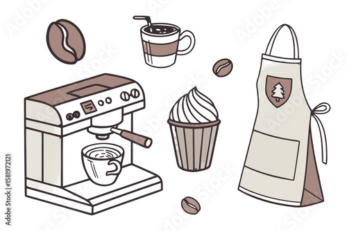 Coffee making equipment and sweet treats