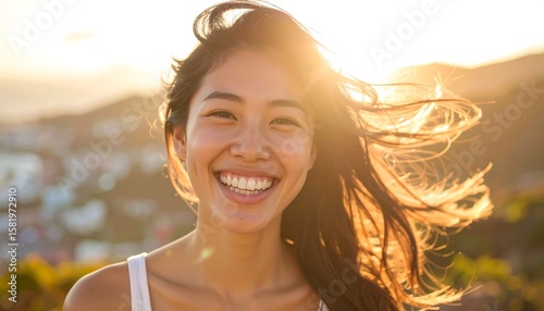 Smiling girl in golden light
