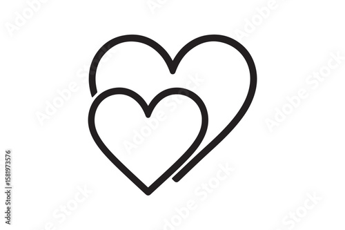 Double Heart icon silhouette vector with white background