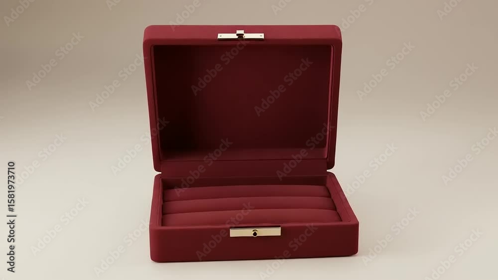 Elegant red velvet jewelry box with plush interior Elegant red velvet jewelry box with plush interior