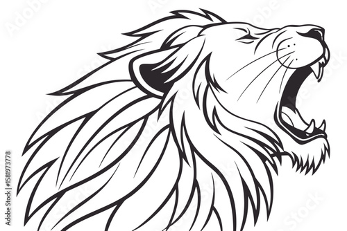 A fierce lion roaring with its mane flowing