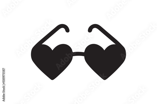 Heart Sunglasses icon silhouette vector with white background