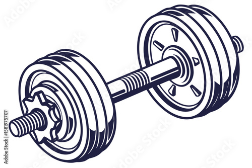 A handdrawn illustration of a heavy dumbbell for fitness