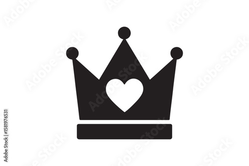 Love Crown icon silhouette vector with white background