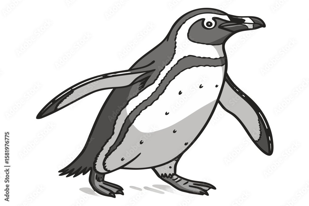 Fototapeta premium A cartoon penguin isolated on a white background