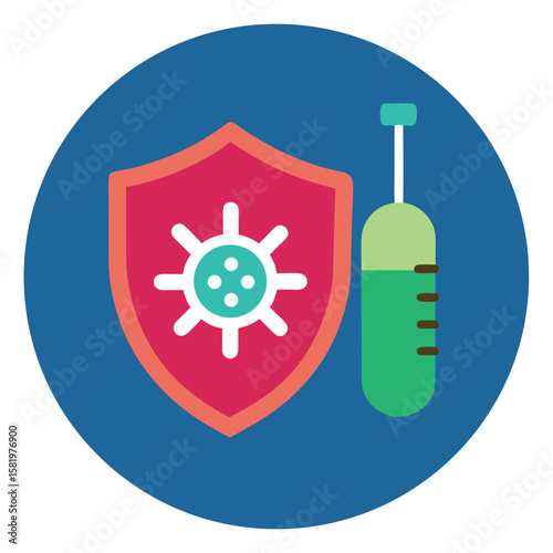 Antiviral Medicine Icon with Pill and Shield silhouette
