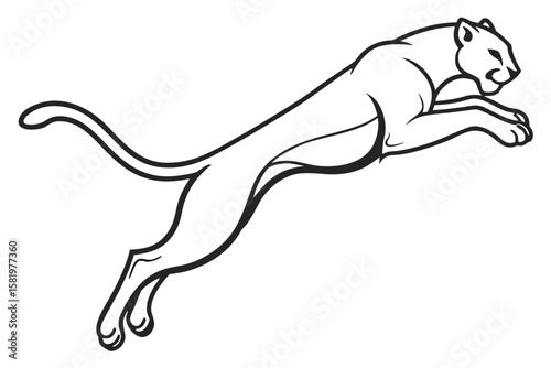 A sleek panther leaping with intense focus and power