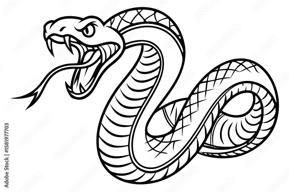 Fototapeta premium Aggressive snake hissing isolated on white background