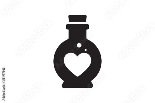 Love Potion Bottle icon silhouette vector with white background