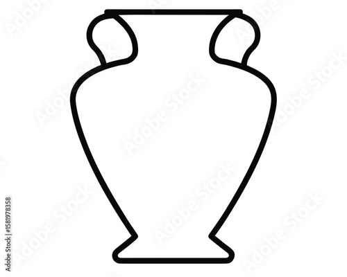A simple black outline of a vase is isolated on white background Ai Generated