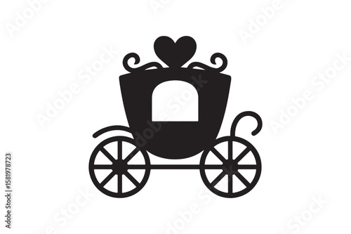 Romantic Carriage icon silhouette vector with white background