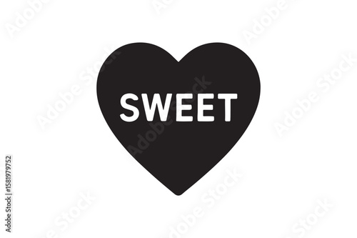 Sweetheart Candy icon silhouette vector with white background