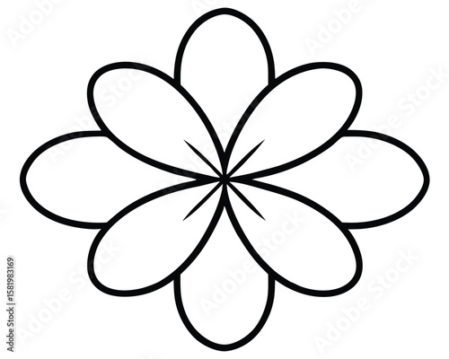 A simple flower outline is perfect for coloring pages Ai Generated