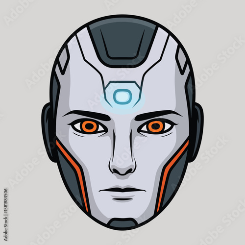  AI Brand Logo Featuring Robot Head Vector Illustration Perfect for Technology Companies