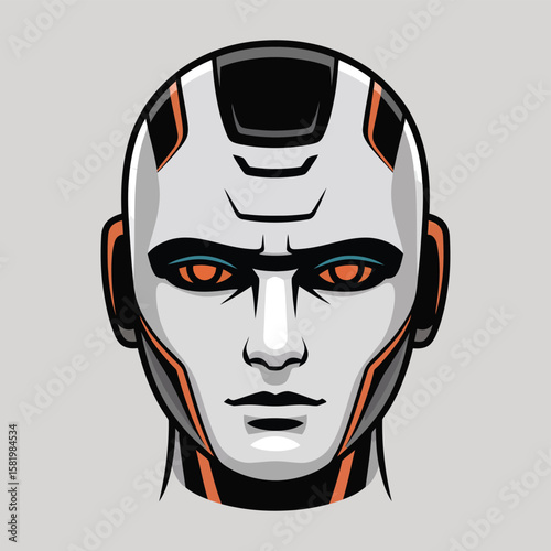Robot Head Vector Logo Design Perfect for AI Brand
