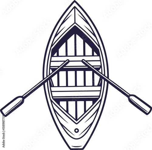 Dark blue rowboat with oars on white background vector illustration rowing watercraft