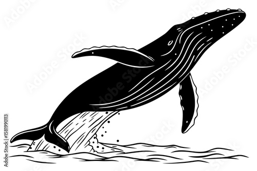 Humpback whale breaching out of the water