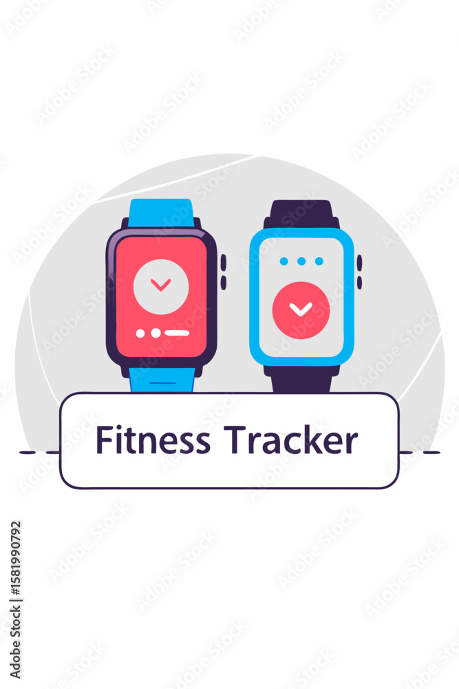 Naklejka premium Circular vector fitness tracker and watch icon