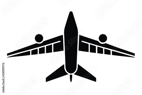 A sleek black airplane silhouette soars against a white backdrop isolated on white background Ai Generated