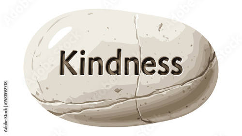 Kindness Stone Engraving - Positive Message Vector Illustration for Creative Projects
