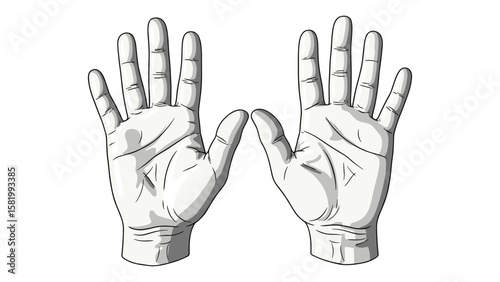 Pair of open hands illustration for guidance healthcare assistance concepts