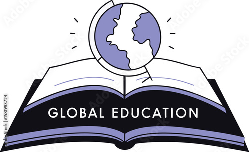 Global education open book with g letter emblem design for learning institutions and academic publishers