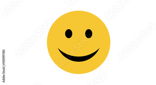 Simple yellow smiley face emoticon, cheerful expression, positive emotion.