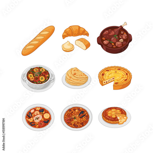France food Flat Vector illustration 