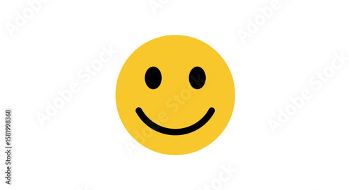 Yellow smiley face with black eyes and curved mouth, representing happiness and joy.